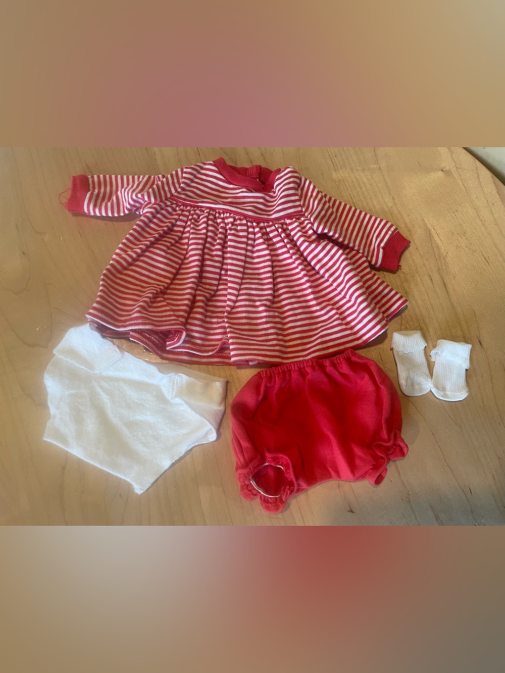 Our New Baby Striped Dress, bloomers, socks